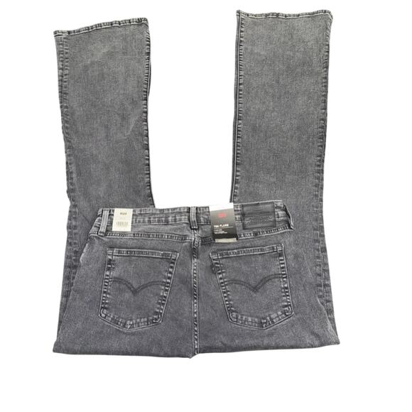 NEW LEVI’S HIGH RISE FLARE GREY BLACK STRETCH DENIM JEANS SZ 33x34 - Picture 7 of 14